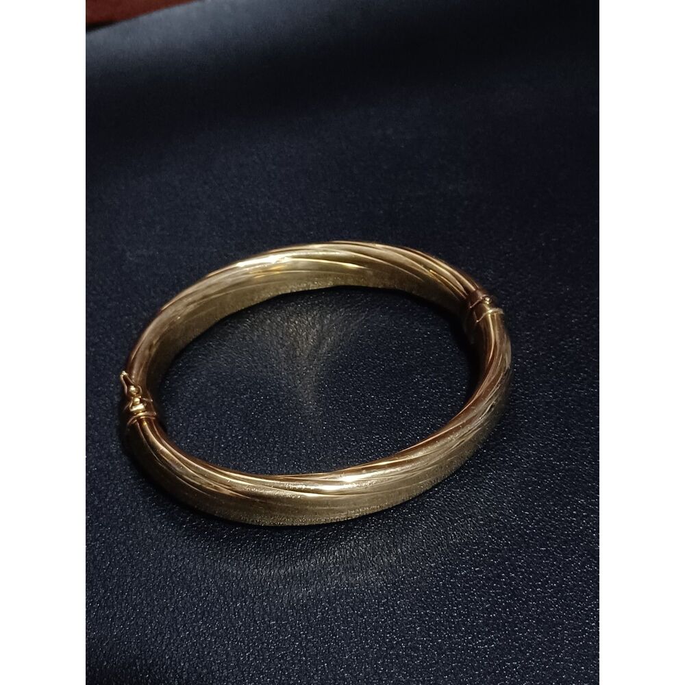 VERONESE Gold Over 925 Sterling Italy Twisted Cable Hinged Bangle Bracelet